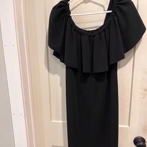 Ruffle black stretchy dress! Off shoulder XL
